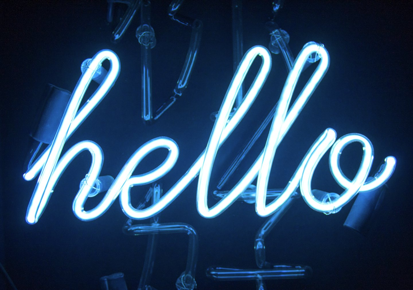 Hello blue neon sign
