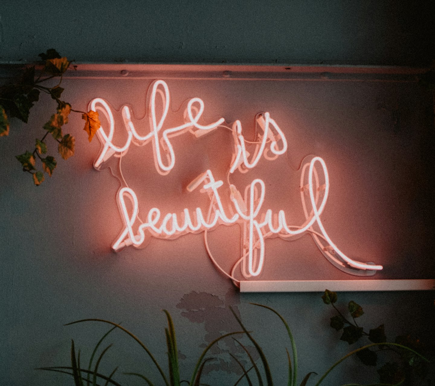 Life Is Beautiful pink neon sign
