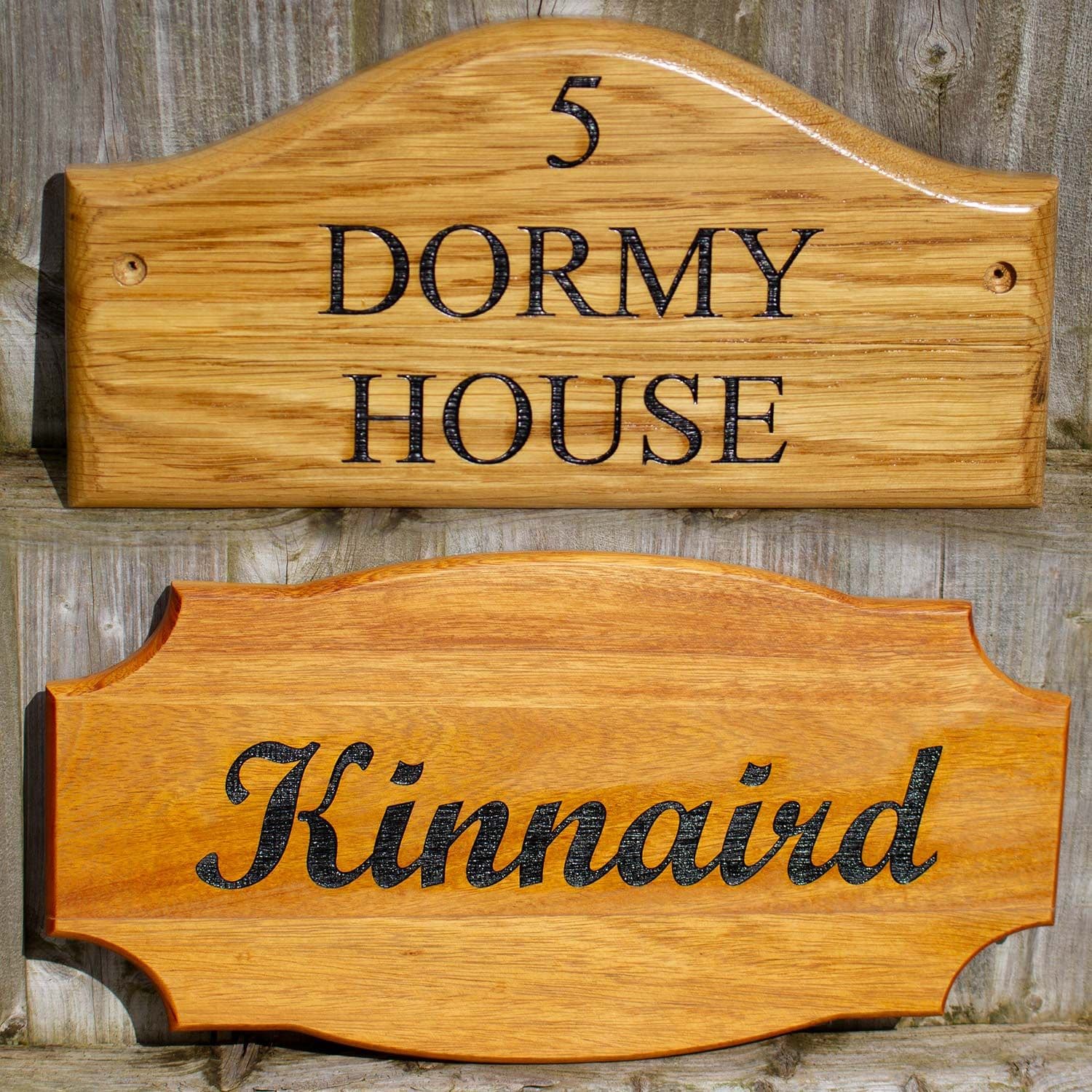 Shaped wooden house signs